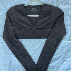 Garage Long Sleeve V-Neck Crop Top